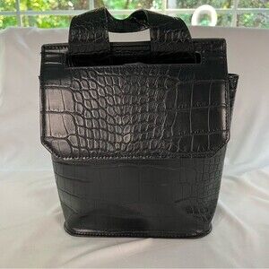 ASOS Design Black Mini Croc Reptile Backpack Faux Leather Boho Grunge Minimalist